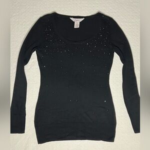 Candie’s Black Scoop-neck Sweater with Rhinestones Size M
